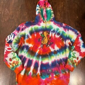 Colorful Tie-Dye Hoodie with Bear Design